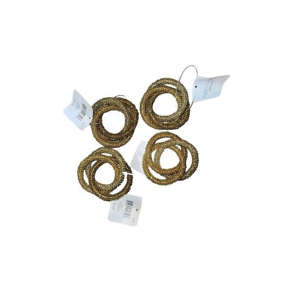 Leila’s linens set of four gold beaded napkin rings - Picture 1 of 2